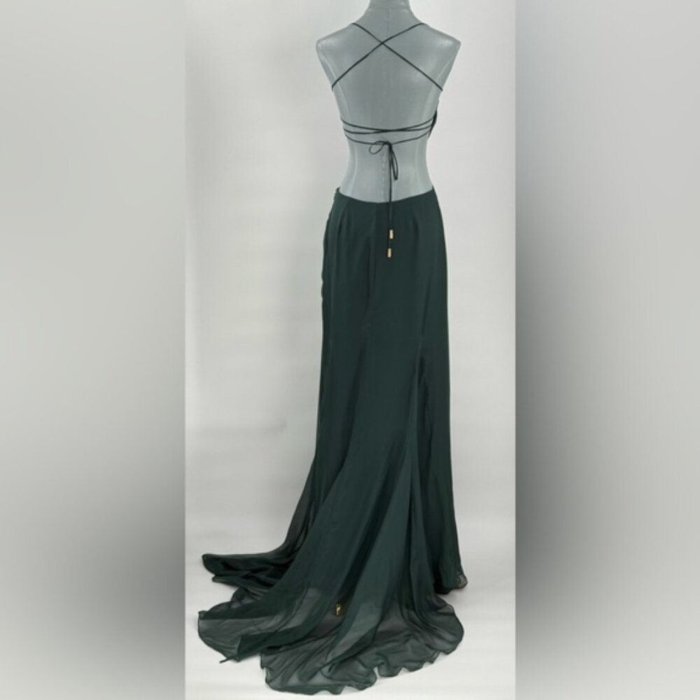 🆕 CULT GAIA 🧿 NWOT Aphea Silk Cut Out Backless Dress, Forest Green - Sz US 4 - Picture 7 of 17